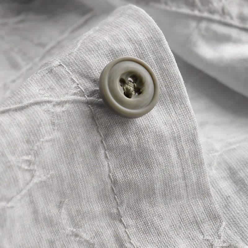 Nimara Ritual Spring Summer Casual Minimalist Button-Up Solid Grey Ink Wash Men's Shirts With Patch Pocket