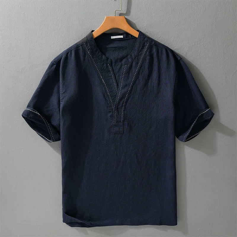 Nimara Ritual Summer Casual V-Neck Solid Men's Short Sleeve T-Shirts