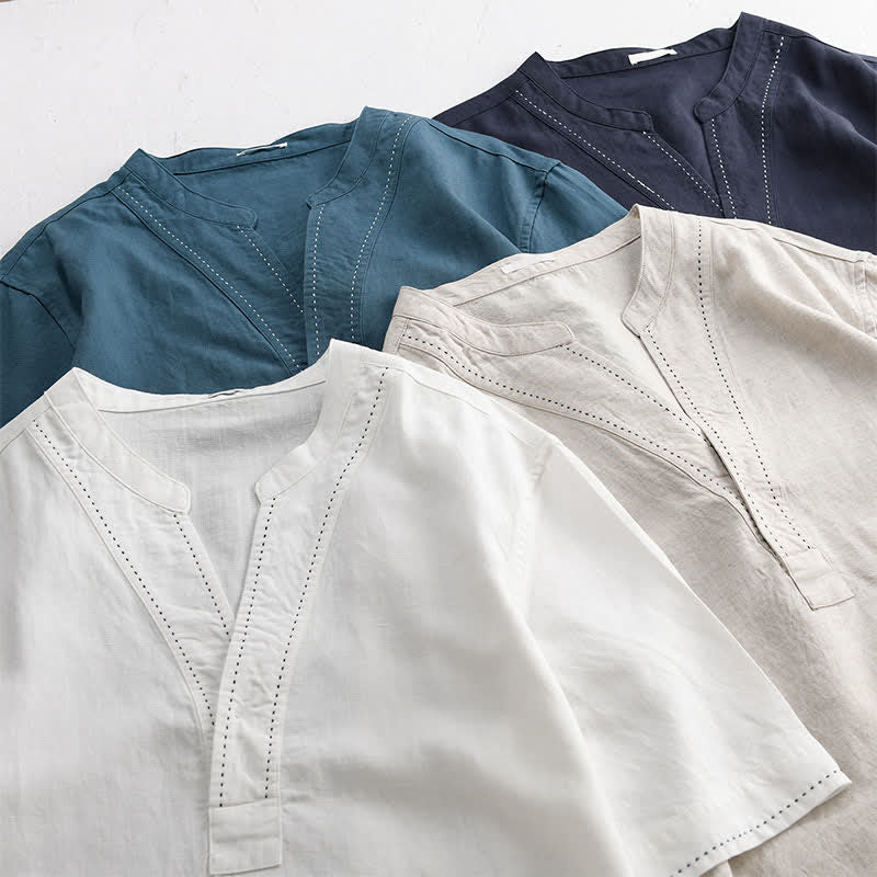 Nimara Ritual Summer Casual V-Neck Solid Men's Short Sleeve T-Shirts