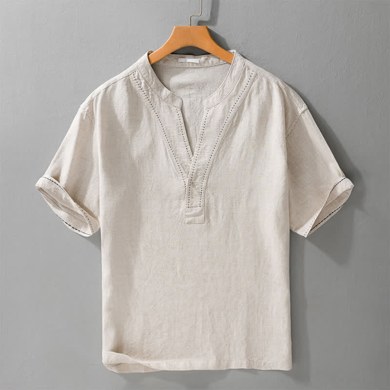 Nimara Ritual Summer Casual V-Neck Solid Men's Short Sleeve T-Shirts