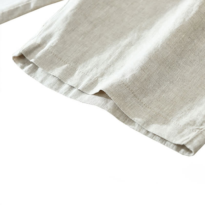 Nimara Ritual Summer Casual Minimalist Drawstring Zipper Design Solid Linen Men's Shorts With Pockets
