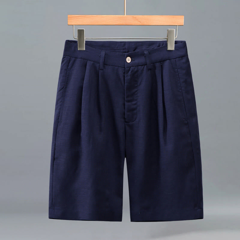 Nimara Ritual Summer Casual Button Zipper Design Solid Front Pleats Men's Shorts With Pockets