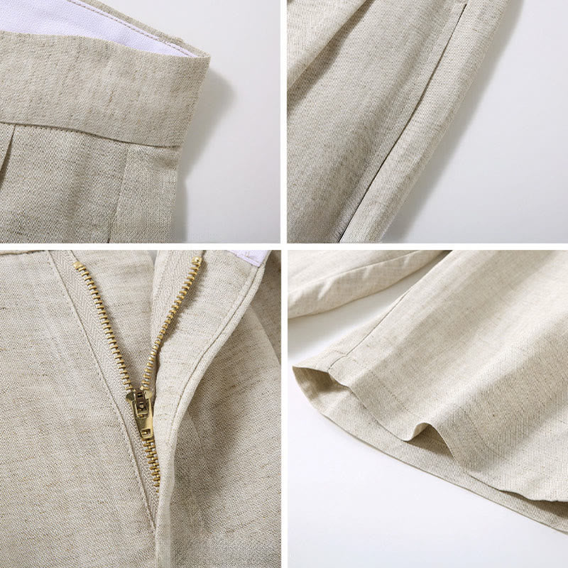 Nimara Ritual Summer Casual Button Zipper Design Solid Front Pleats Men's Shorts With Pockets