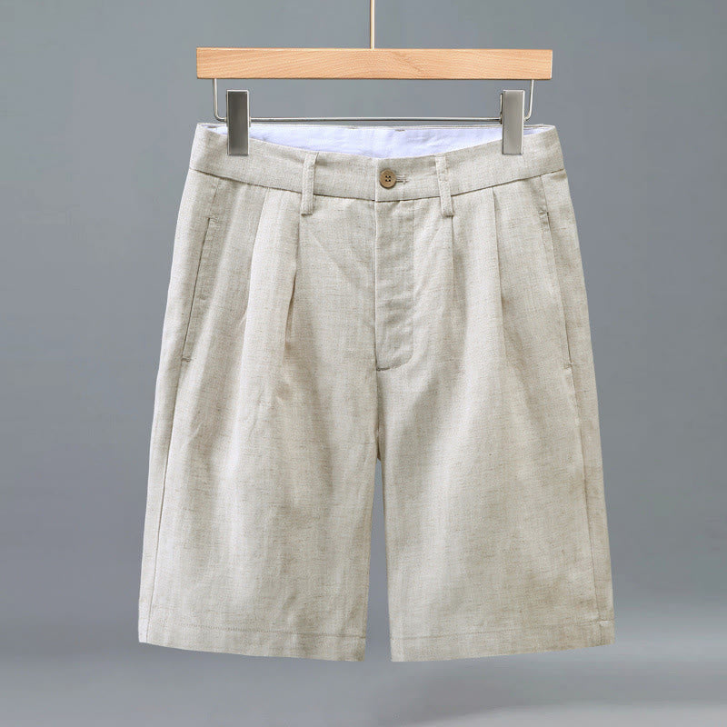 Nimara Ritual Summer Casual Button Zipper Design Solid Front Pleats Men's Shorts With Pockets