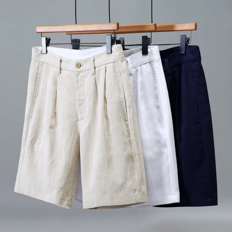 Nimara Ritual Summer Casual Button Zipper Design Solid Front Pleats Men's Shorts With Pockets