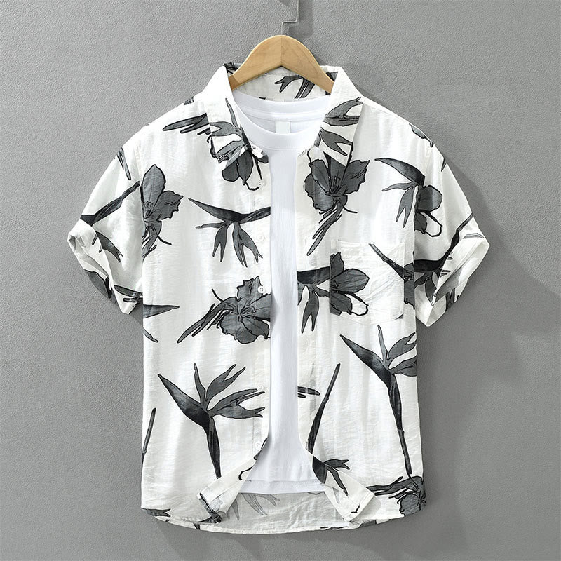 Nimara Ritual Summer Casual Button-Up Floral Men's Shirts With Patch Pocket