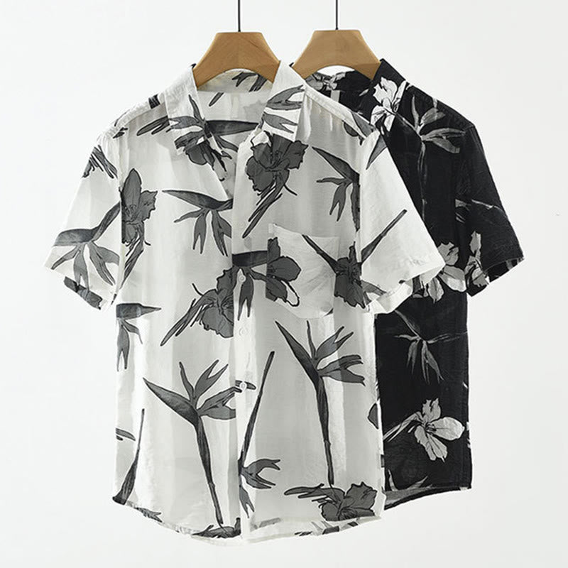 Nimara Ritual Summer Casual Button-Up Floral Men's Shirts With Patch Pocket