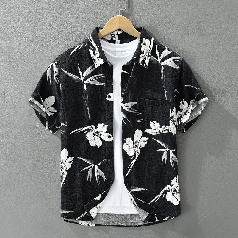 Nimara Ritual Summer Casual Button-Up Floral Men's Shirts With Patch Pocket