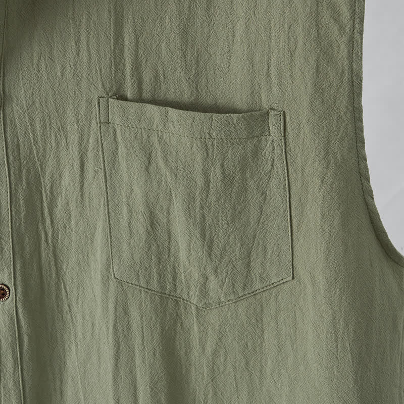 Nimara Ritual Summer Casual Minimalist Button-Up Solid Men's Sleeveless Shirts