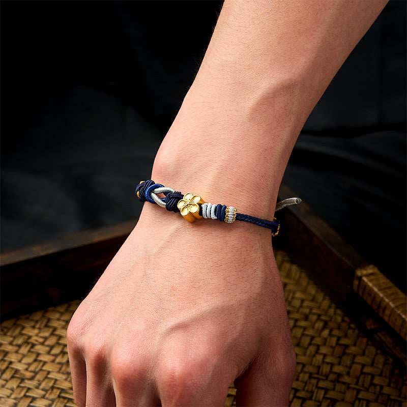 Nimara Ritual Hand-Woven Multicolor Cord Chinese Knotting Peach Blossom Luck Couple Bracelet