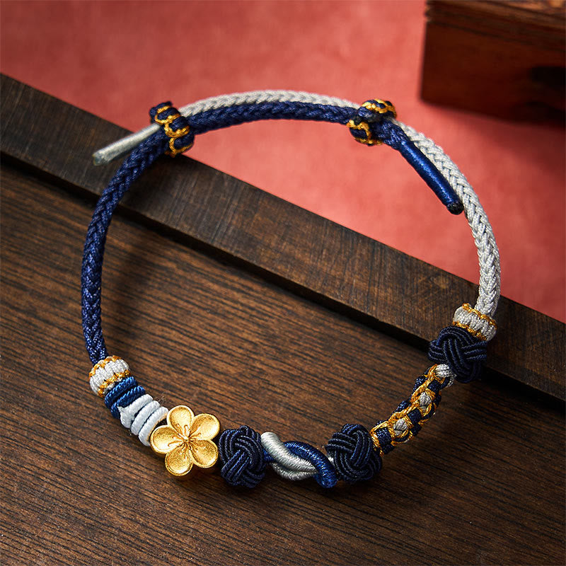 Nimara Ritual Hand-Woven Multicolor Cord Chinese Knotting Peach Blossom Luck Couple Bracelet