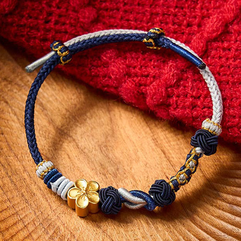 Nimara Ritual Hand-Woven Multicolor Cord Chinese Knotting Peach Blossom Luck Couple Bracelet
