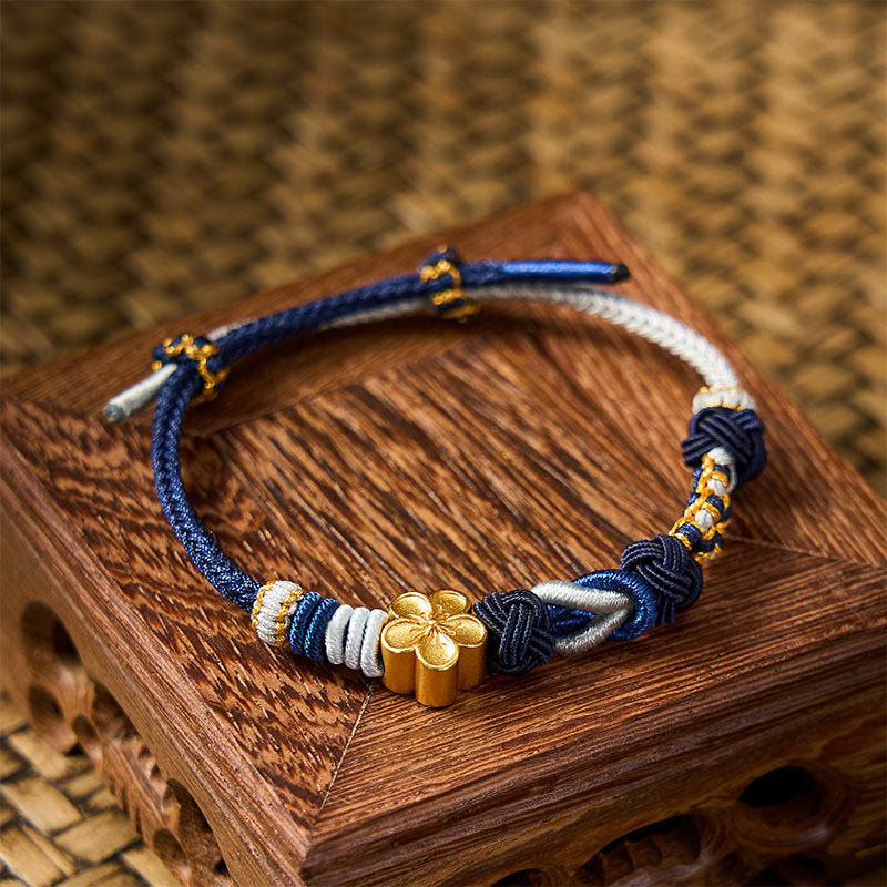 Nimara Ritual Hand-Woven Multicolor Cord Chinese Knotting Peach Blossom Luck Couple Bracelet