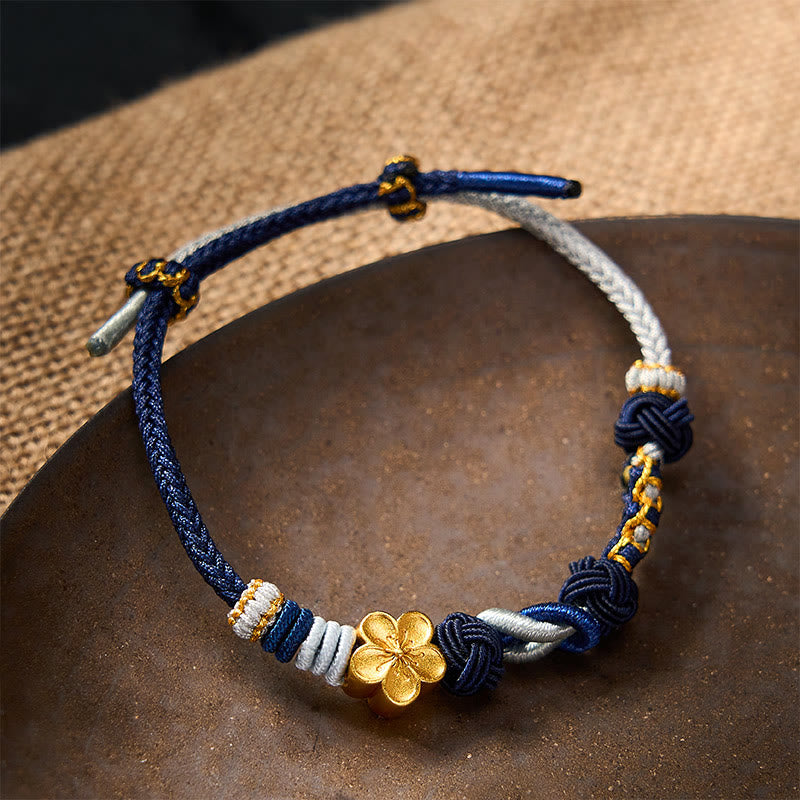 Nimara Ritual Hand-Woven Multicolor Cord Chinese Knotting Peach Blossom Luck Couple Bracelet