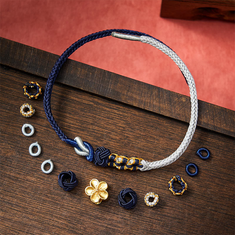 Nimara Ritual Hand-Woven Multicolor Cord Chinese Knotting Peach Blossom Luck Couple Bracelet