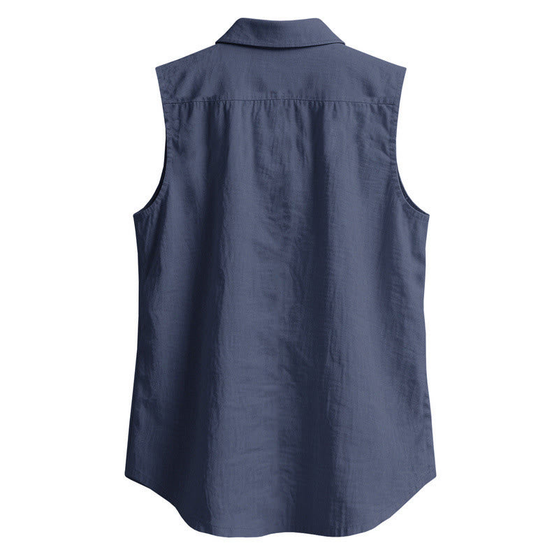 Nimara Ritual Summer Casual Minimalist Button-Up Solid Men's Sleeveless Shirts