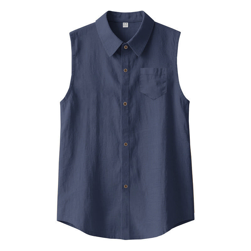 Nimara Ritual Summer Casual Minimalist Button-Up Solid Men's Sleeveless Shirts