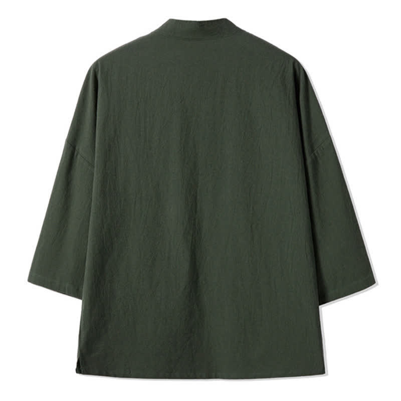 Nimara Ritual Fall Casual Vintage Embroidery Crane Cotton Linen Men's Kimonos