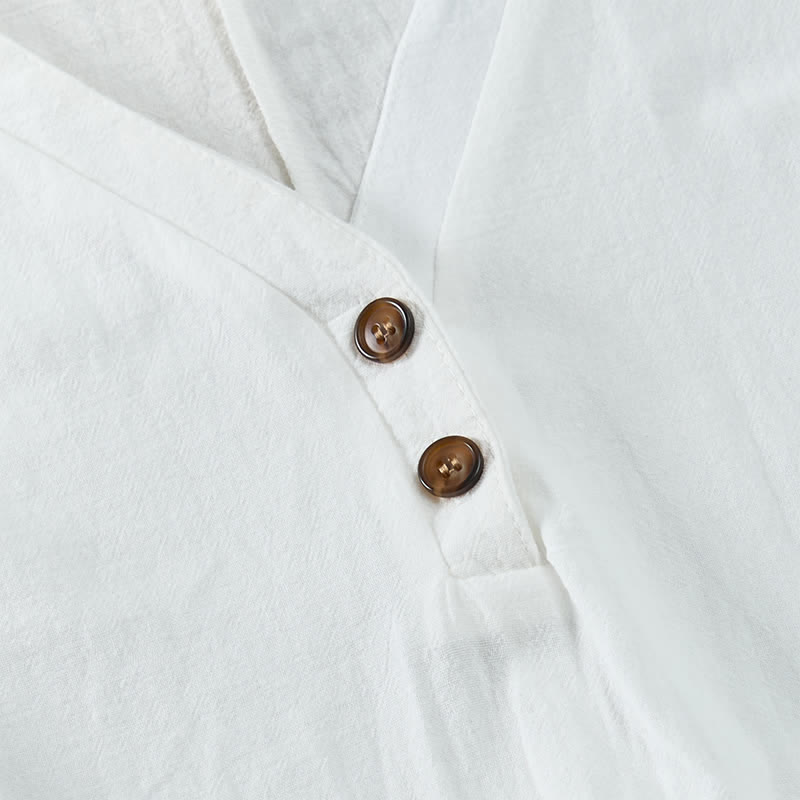 Nimara Ritual Summer Casual Minimalist Button-Up Solid Women's Short Sleeve Dresses