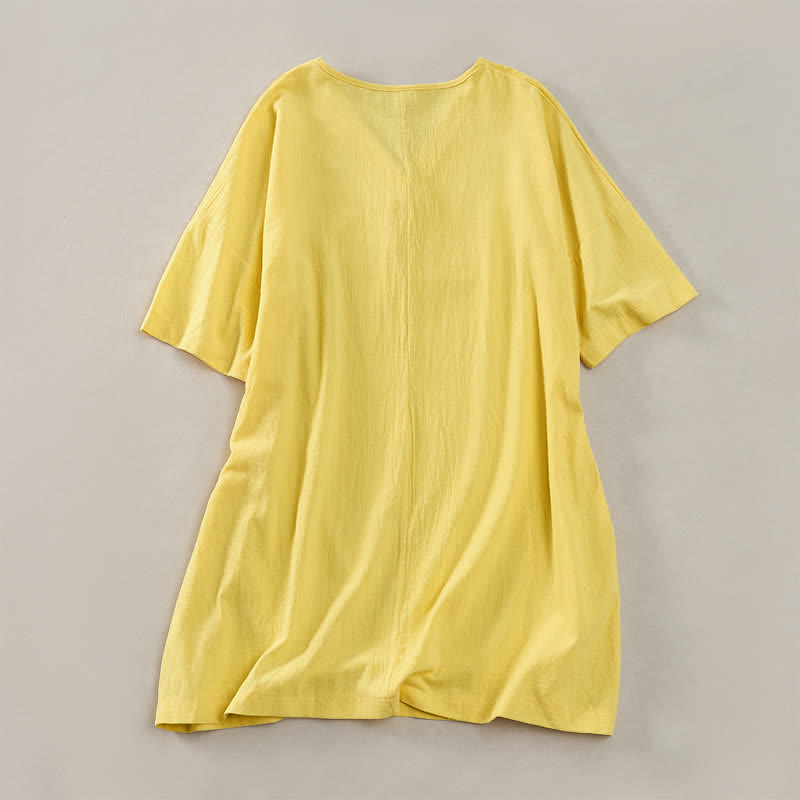 Nimara Ritual Summer Casual Minimalist Button-Up Solid Women's Short Sleeve Dresses