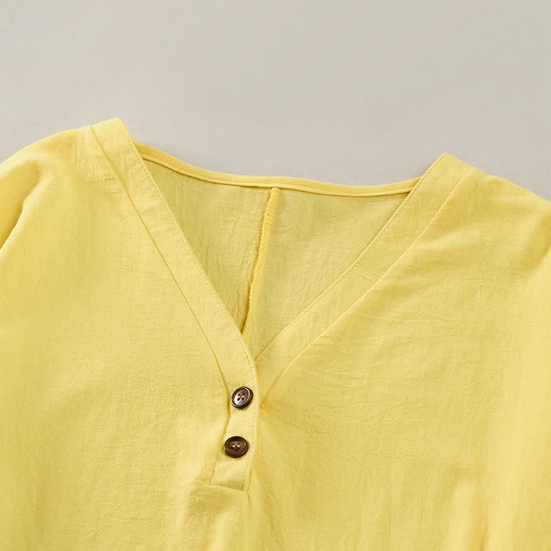 Nimara Ritual Summer Casual Minimalist Button-Up Solid Women's Short Sleeve Dresses