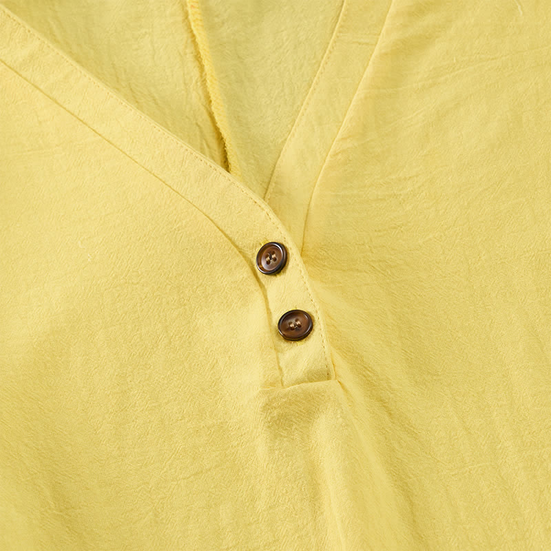 Nimara Ritual Summer Casual Minimalist Button-Up Solid Women's Short Sleeve Dresses