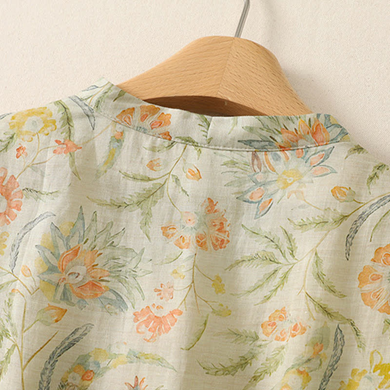 Nimara Ritual Summer Boho Drawstring Floral Women's Short Sleeve Dress With Pocket