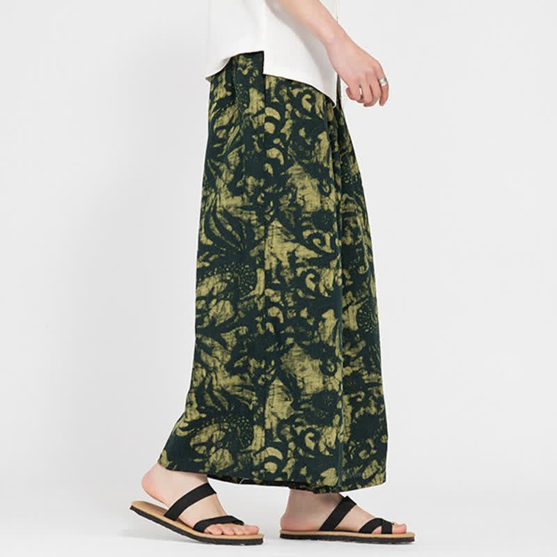 Nimara Ritual Summer Boho Casual Drawstring Abstract Cropped Pants Men's Straight Leg Pants With Pocket
