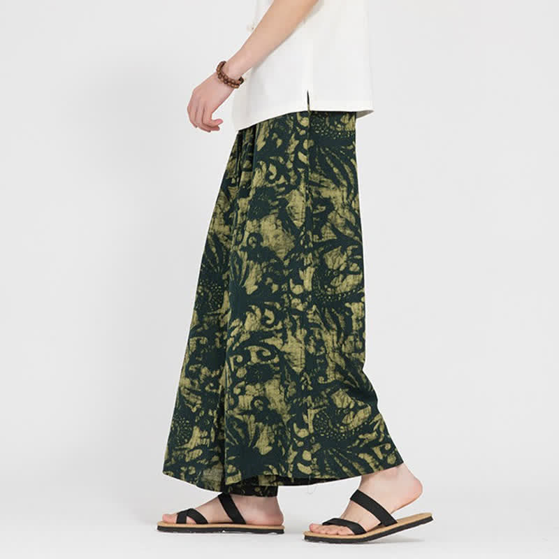 Nimara Ritual Summer Boho Casual Drawstring Abstract Cropped Pants Men's Straight Leg Pants With Pocket