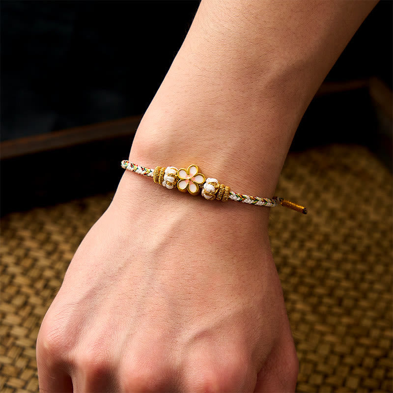 Nimara Ritual White Braided Rope Flower knowledge Bracelet
