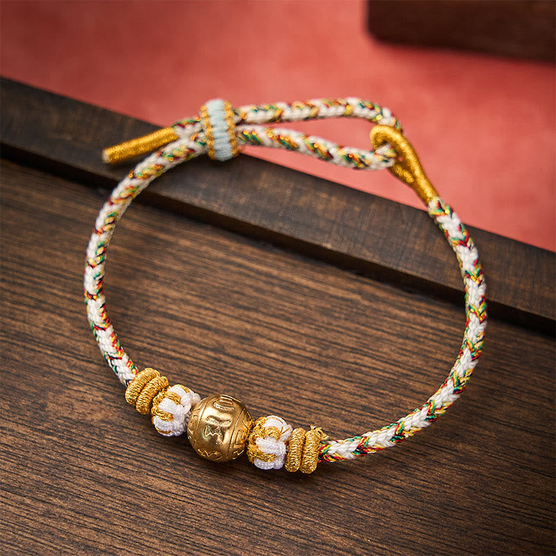 Nimara Ritual White Braided Rope Om Mani Padme Hum Wisdom Bracelet