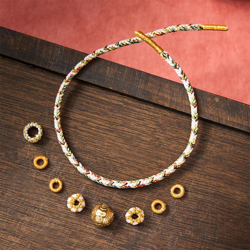 Nimara Ritual White Braided Rope Om Mani Padme Hum Wisdom Bracelet