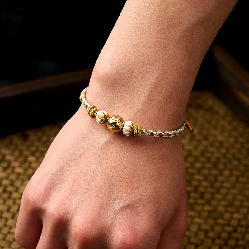 Nimara Ritual White Braided Rope Om Mani Padme Hum Wisdom Bracelet