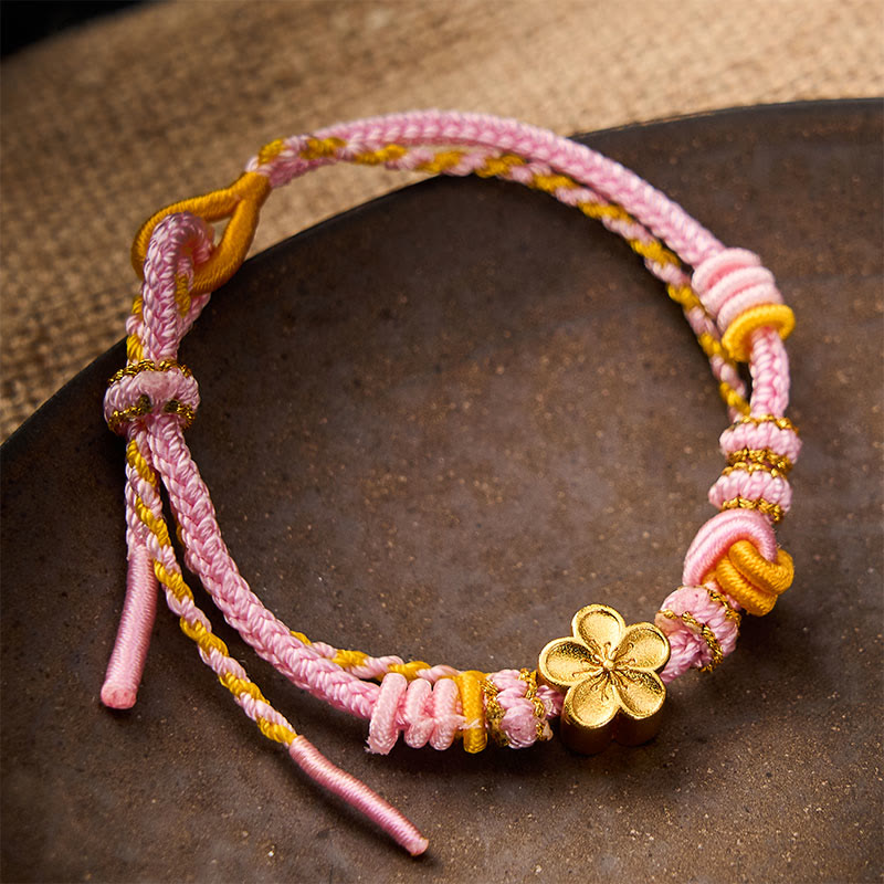 Nimara Ritual Flower Braided Rope Knot Double Wrap Adjustable Bracelet