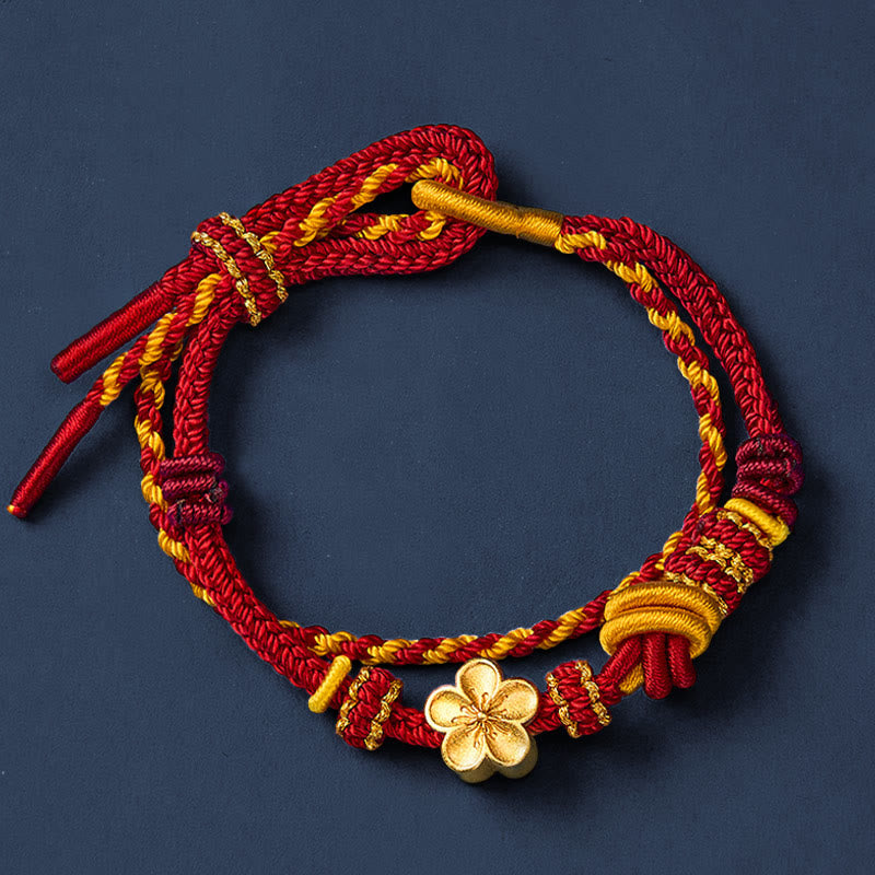 Nimara Ritual Flower Braided Rope Knot Double Wrap Adjustable Bracelet