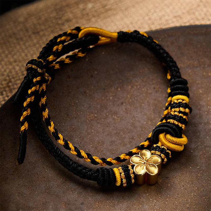 Nimara Ritual Flower Braided Rope Knot Double Wrap Adjustable Bracelet