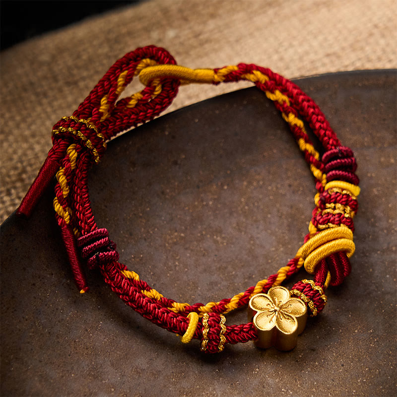 Nimara Ritual Flower Braided Rope Knot Double Wrap Adjustable Bracelet
