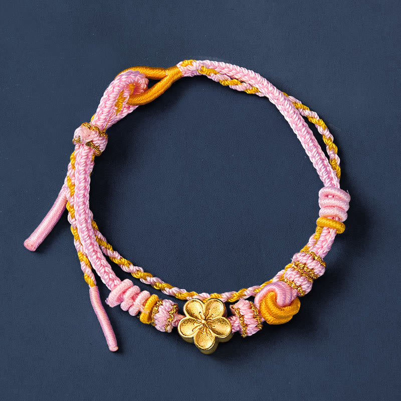 Nimara Ritual Flower Braided Rope Knot Double Wrap Adjustable Bracelet