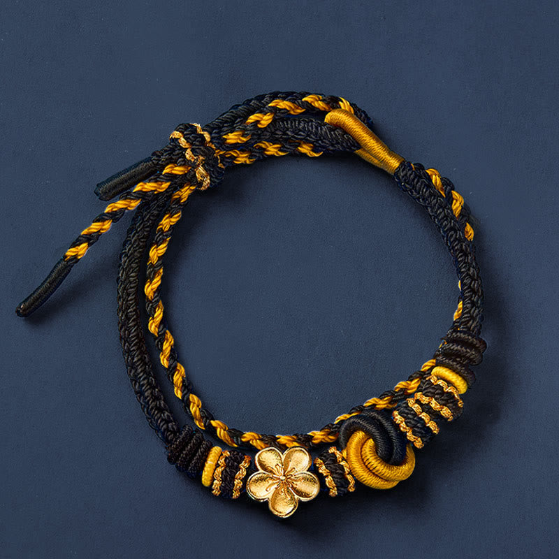 Nimara Ritual Flower Braided Rope Knot Double Wrap Adjustable Bracelet