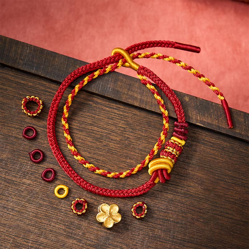 Nimara Ritual Flower Braided Rope Knot Double Wrap Adjustable Bracelet