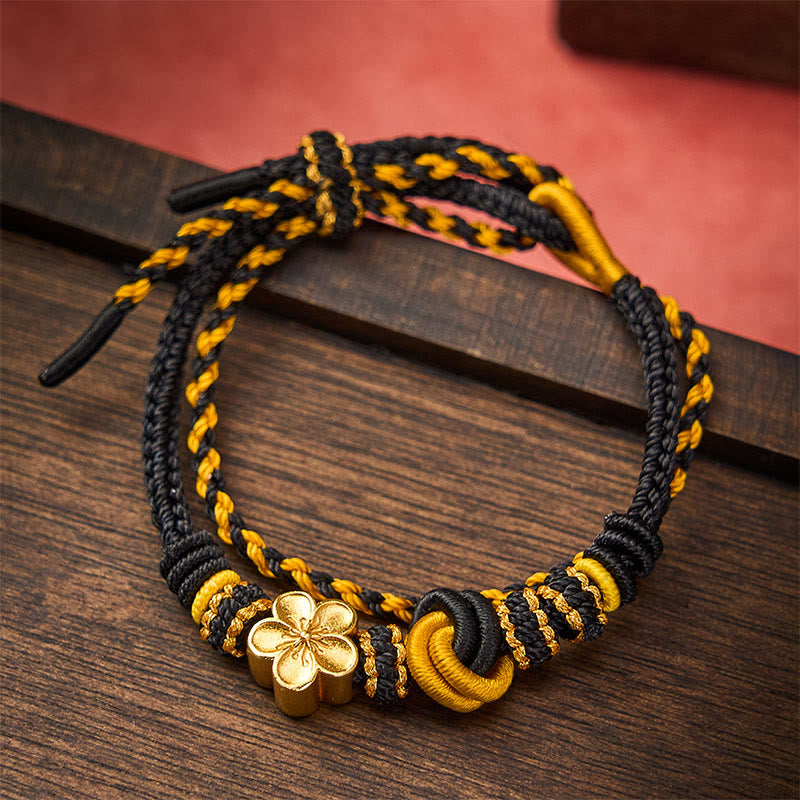 Nimara Ritual Flower Braided Rope Knot Double Wrap Adjustable Bracelet