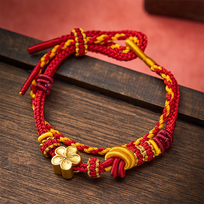 Nimara Ritual Flower Braided Rope Knot Double Wrap Adjustable Bracelet