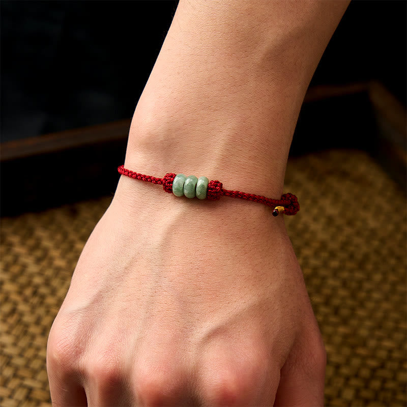 Nimara Ritual Handmade Braided Red String 3mm Jade Beads Protection Adjustable DIY Bracelet