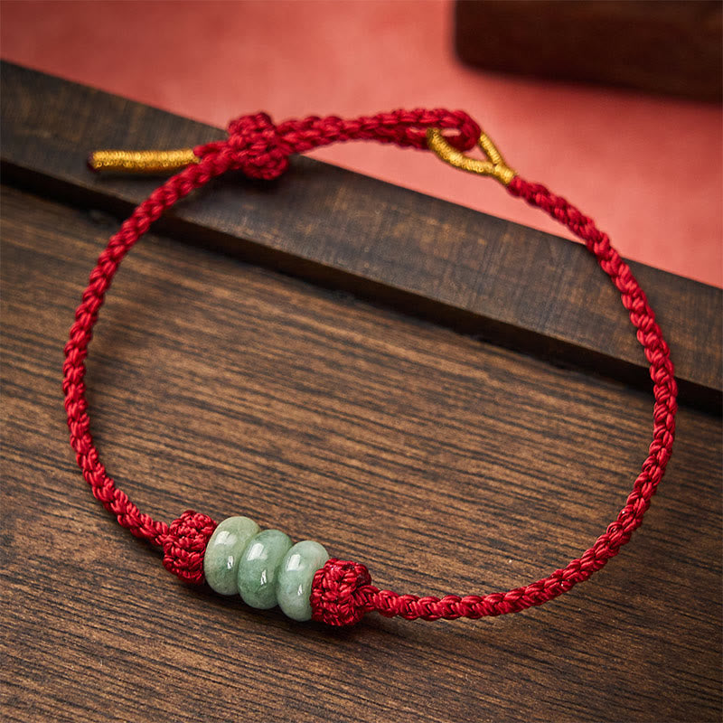 Nimara Ritual Handmade Braided Red String 3mm Jade Beads Protection Adjustable DIY Bracelet