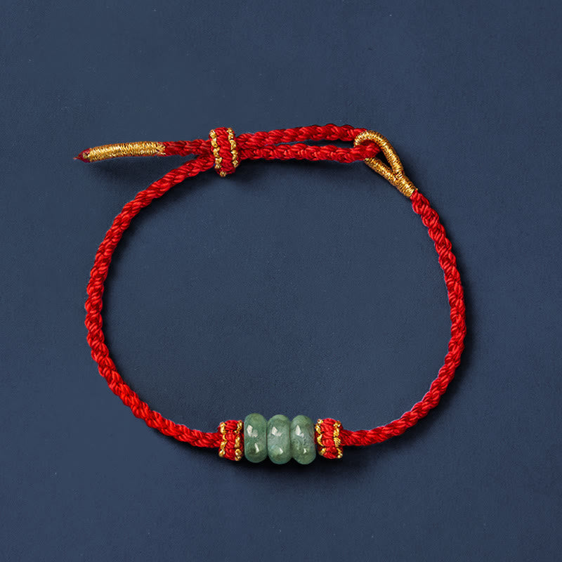 Nimara Ritual Handmade Braided Red String 3mm Jade Beads Protection Adjustable DIY Bracelet