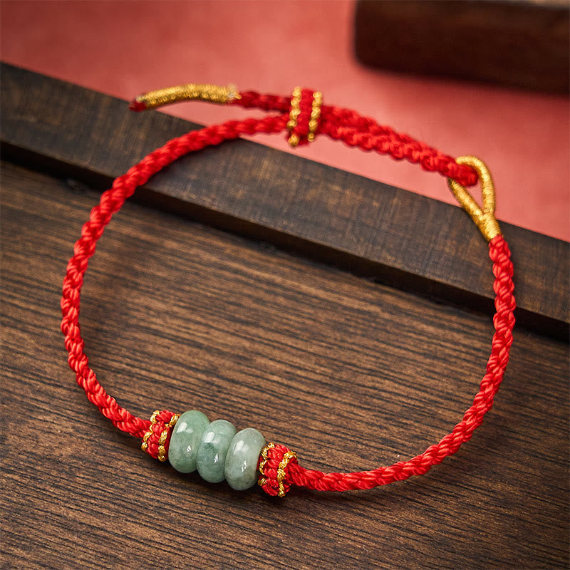 Nimara Ritual Handmade Braided Red String 3mm Jade Beads Protection Adjustable DIY Bracelet