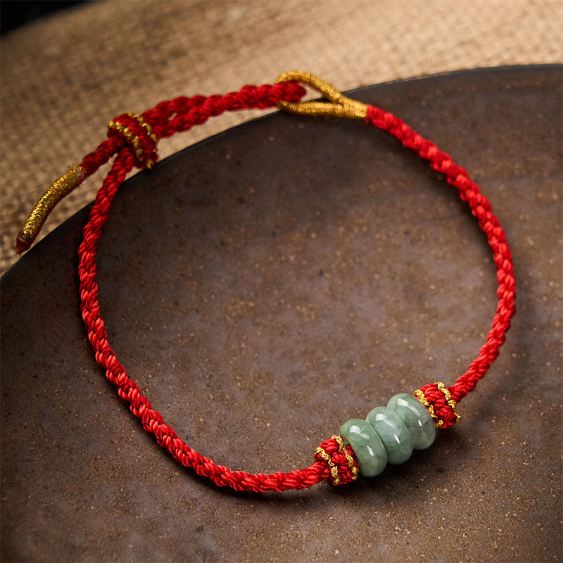 Nimara Ritual Handmade Braided Red String 3mm Jade Beads Protection Adjustable DIY Bracelet