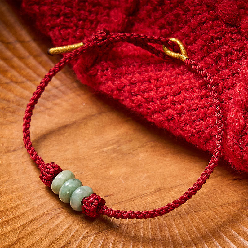 Nimara Ritual Handmade Braided Red String 3mm Jade Beads Protection Adjustable DIY Bracelet