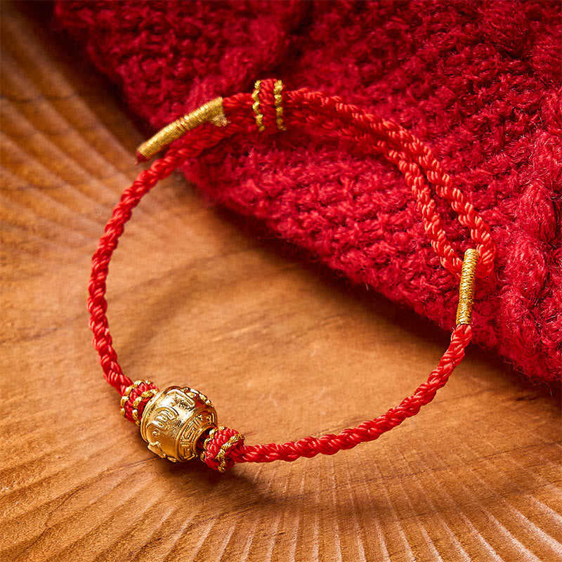 Nimara Ritual Hand-Woven Red String Strength Om Mani Padme Hum Adjustable DIY Bracelet