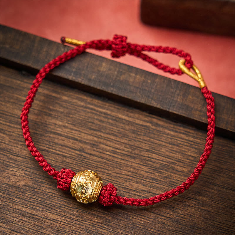 Nimara Ritual Hand-Woven Red String Strength Om Mani Padme Hum Adjustable DIY Bracelet